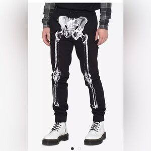 Hot Topic Pants Joggers Cargo Goth Punk Black Skeleton Men’s Size XL